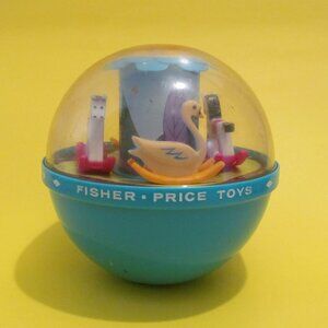 Fisher-Price Roly Poly Chime Ball 1966 Green